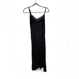 Hot Topic Black Spaghetti Strap Slip Dress with Crescent Moon Print Lace Small